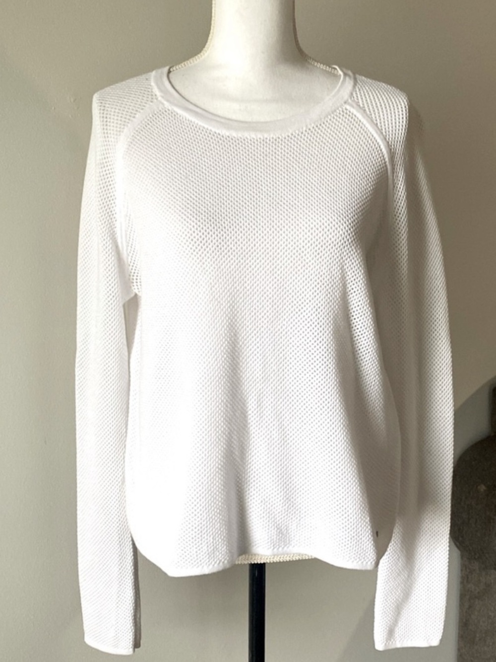 Sweaty Betty White Idol Mesh Jumper Textured Crew Neck Top